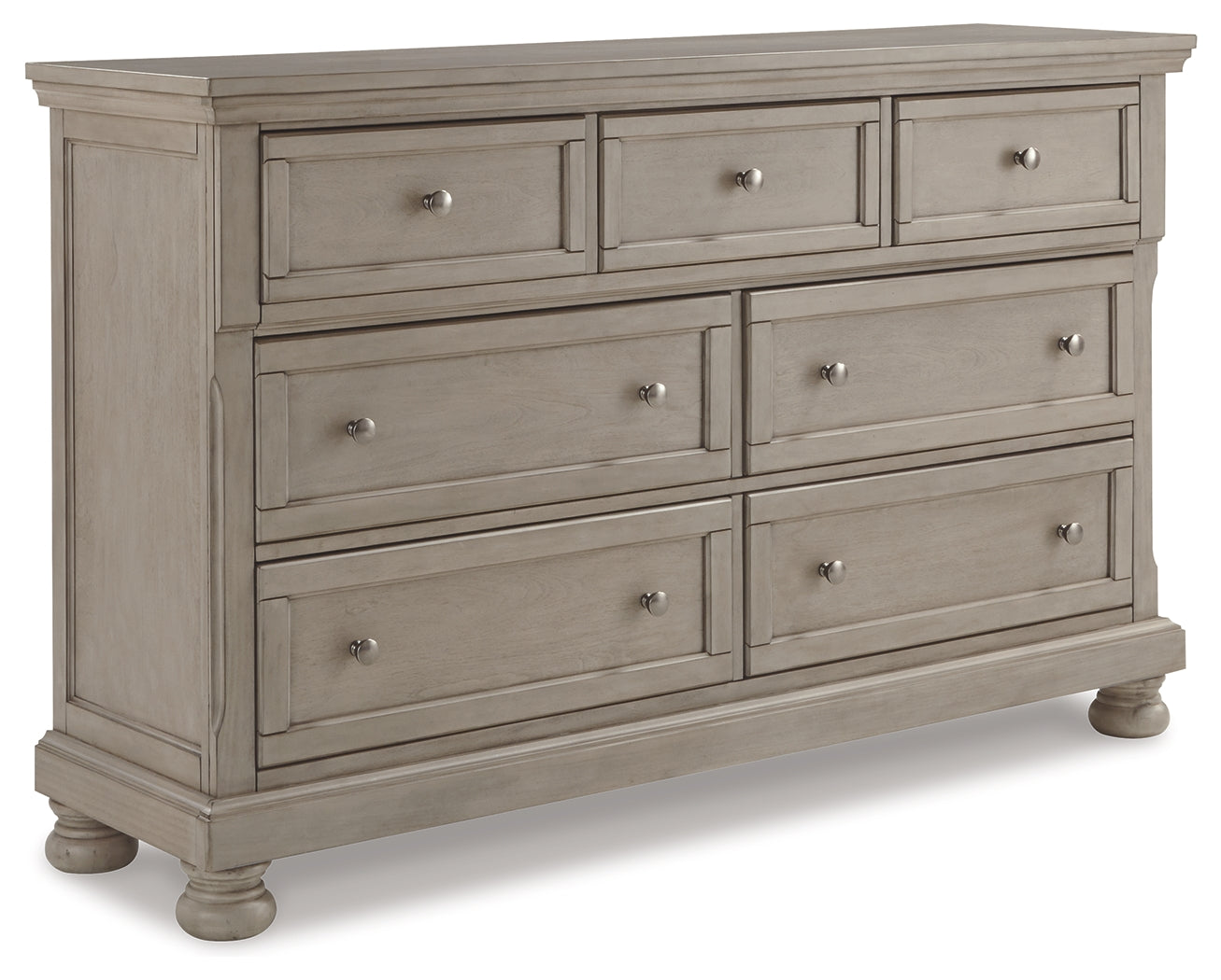 Lettner Light Gray California King Panel Bed, Dresser, Chest and 2 Nightstands - B733B47