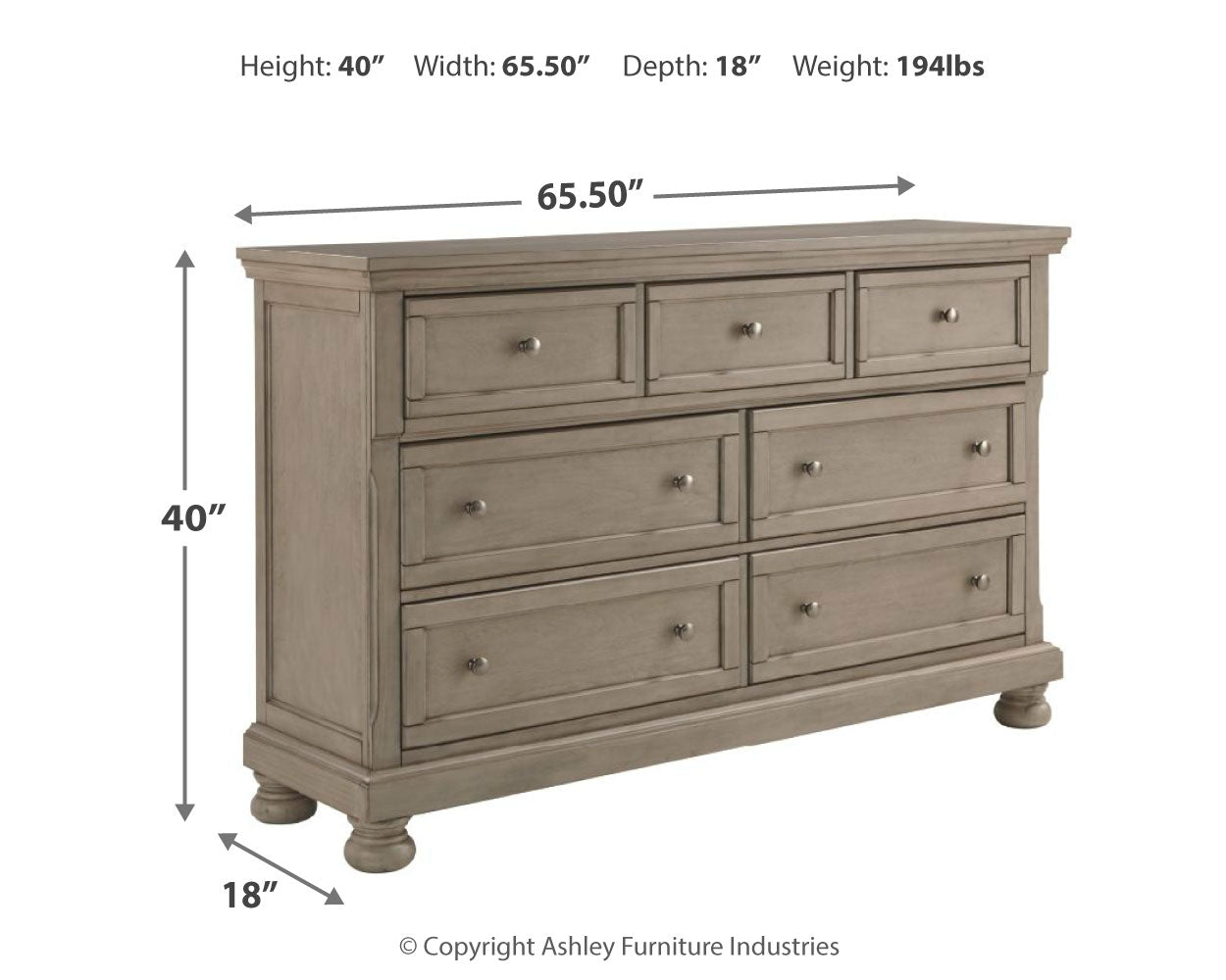 Lettner Light Gray California King Panel Bed, Dresser, Chest and 2 Nightstands - B733B47