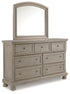 Lettner Light Gray King Panel Bed, Dresser, Mirror and 2 Nightstands - B733B48