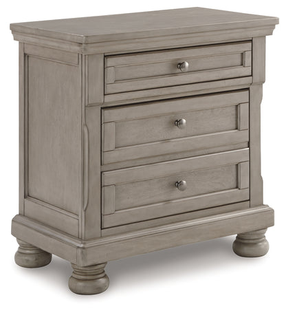 Lettner Light Gray Queen Panel Bed, Dresser, Mirror and 2 Nightstands - B733B43