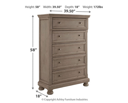 Lettner Queen Sleigh Bed with 2 Storage Drawers with Mirrored Dresser, Chest and 2 Nightstands in Light Gray from Ashley - Luna Furniture
