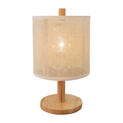 Levio Table Lamp, Natural Oak Wooden Base with Linen Shade - TBL04103501
