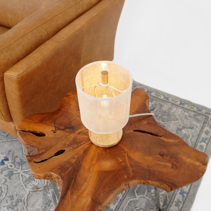 Levio Table Lamp, Natural Oak Wooden Base with Linen Shade - TBL04103501