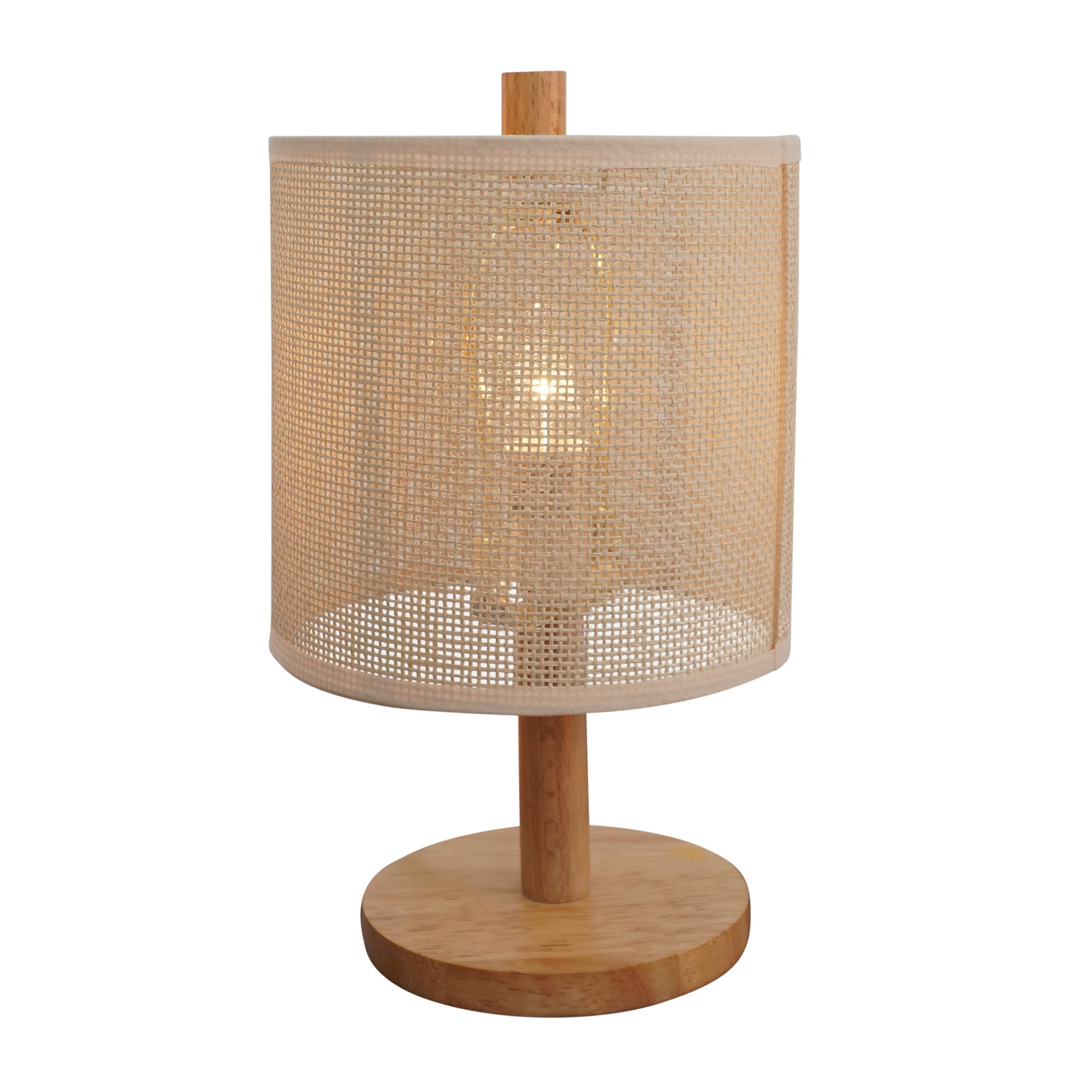 Levio Table Lamp, Natural Oak Wooden Base with Linen Shade - TBL04103501