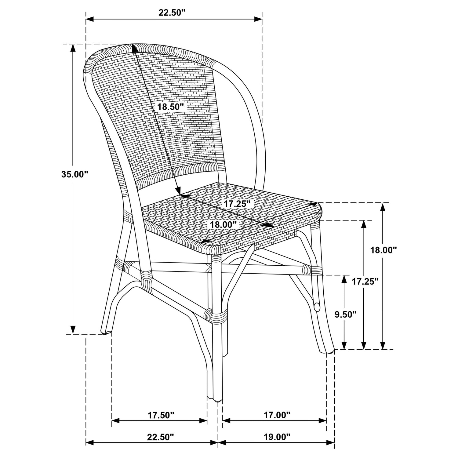 Lexley Woven Rattan Dining Side Chair Brown (Set of 2) - 109122