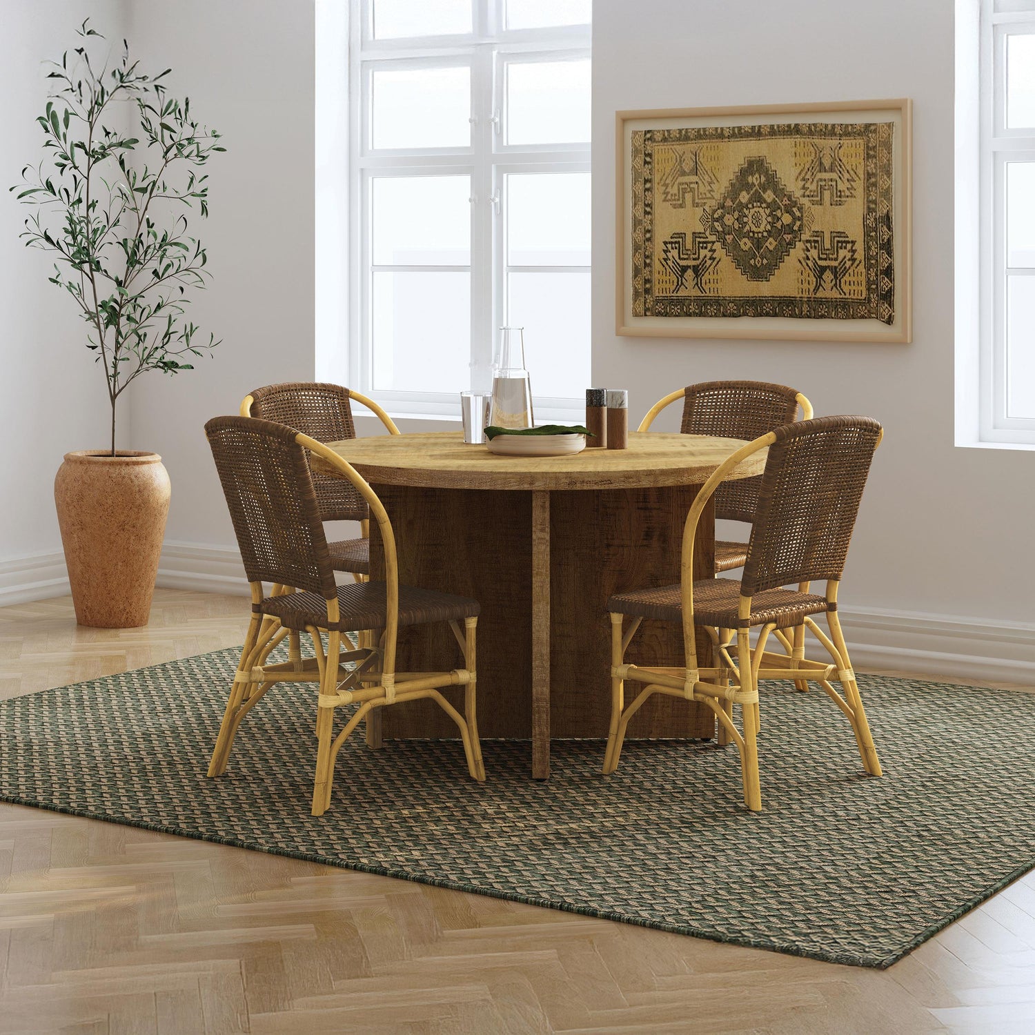 Lexley Woven Rattan Dining Side Chair Brown (Set of 2) - 109122