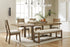 Light Brown Cabalynn Dining Table and 4 Chairs and Bench - PKG015574
