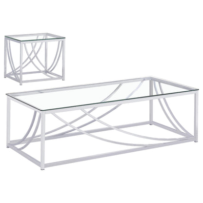 Lille 2-piece Glass Top Coffee End Sofa Table Set Chrome - 720498-S2
