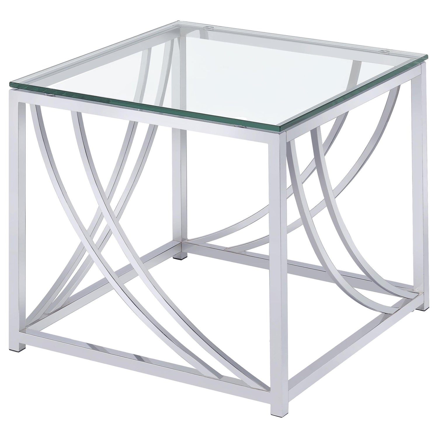 Lille 2-piece Glass Top Coffee End Sofa Table Set Chrome - 720498-S2