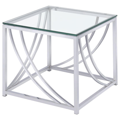Lille 2-piece Glass Top Coffee End Sofa Table Set Chrome - 720498-S2