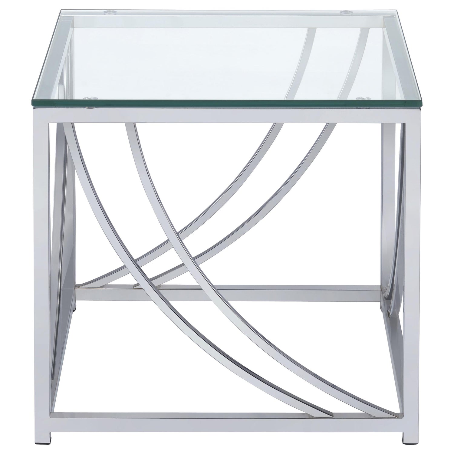 Lille 2-piece Glass Top Coffee End Sofa Table Set Chrome - 720498-S2