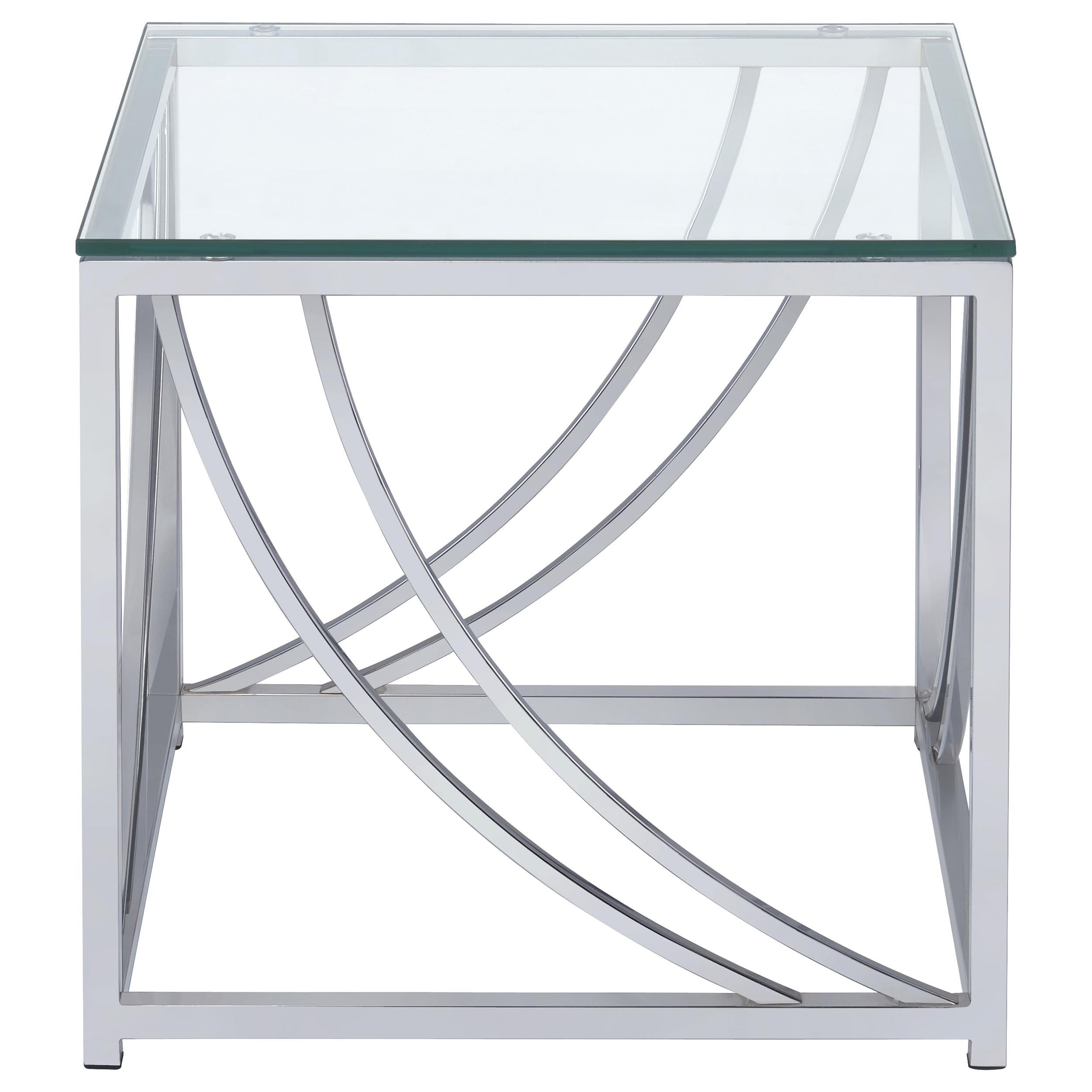 Lille 2-piece Glass Top Coffee End Sofa Table Set Chrome - 720498-S2