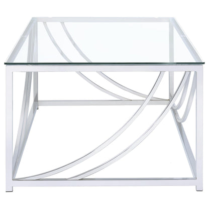 Lille 2-piece Glass Top Coffee End Sofa Table Set Chrome - 720498-S2