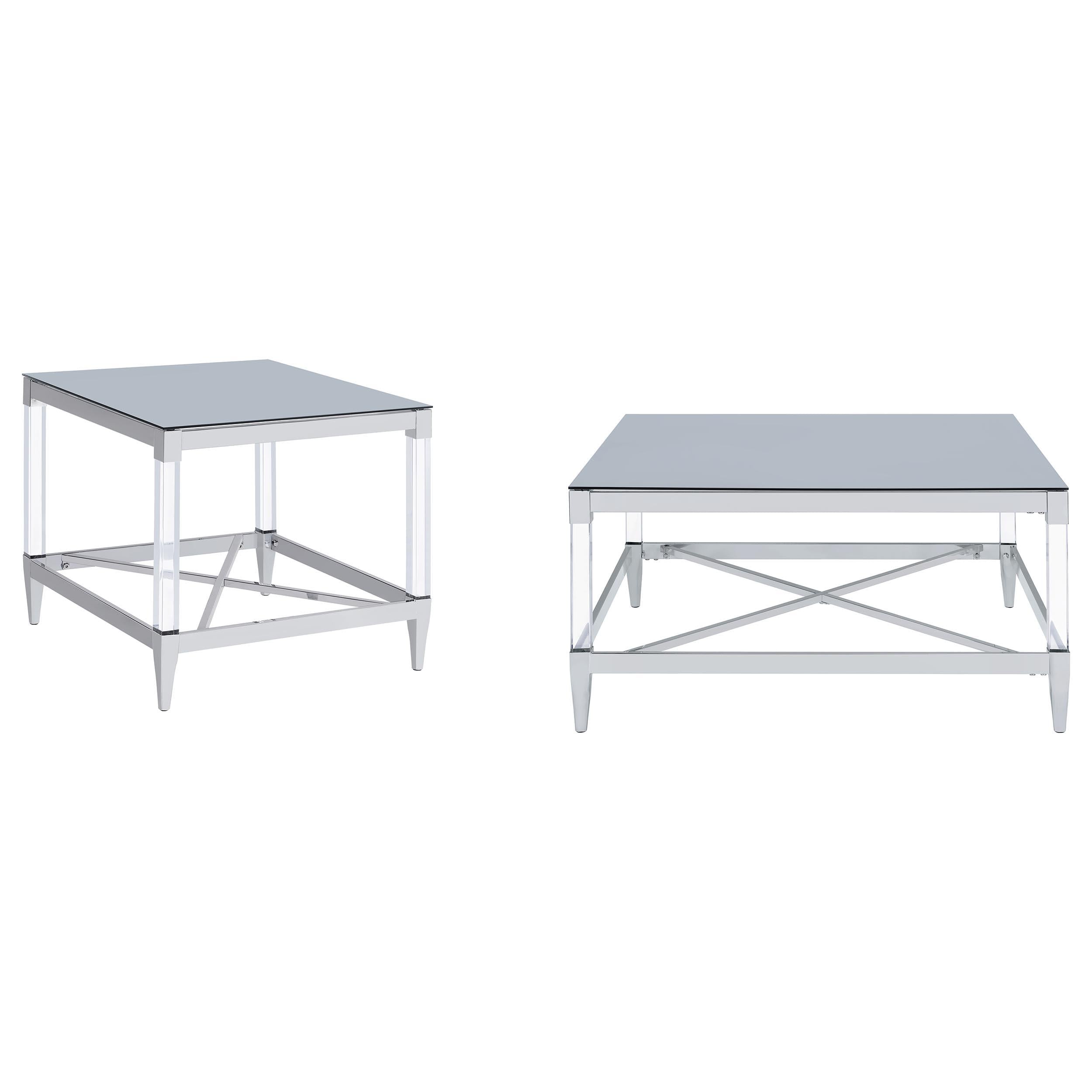 Lindley 2-piece Square Coffee and End Table Set Chrome - 709728-S2