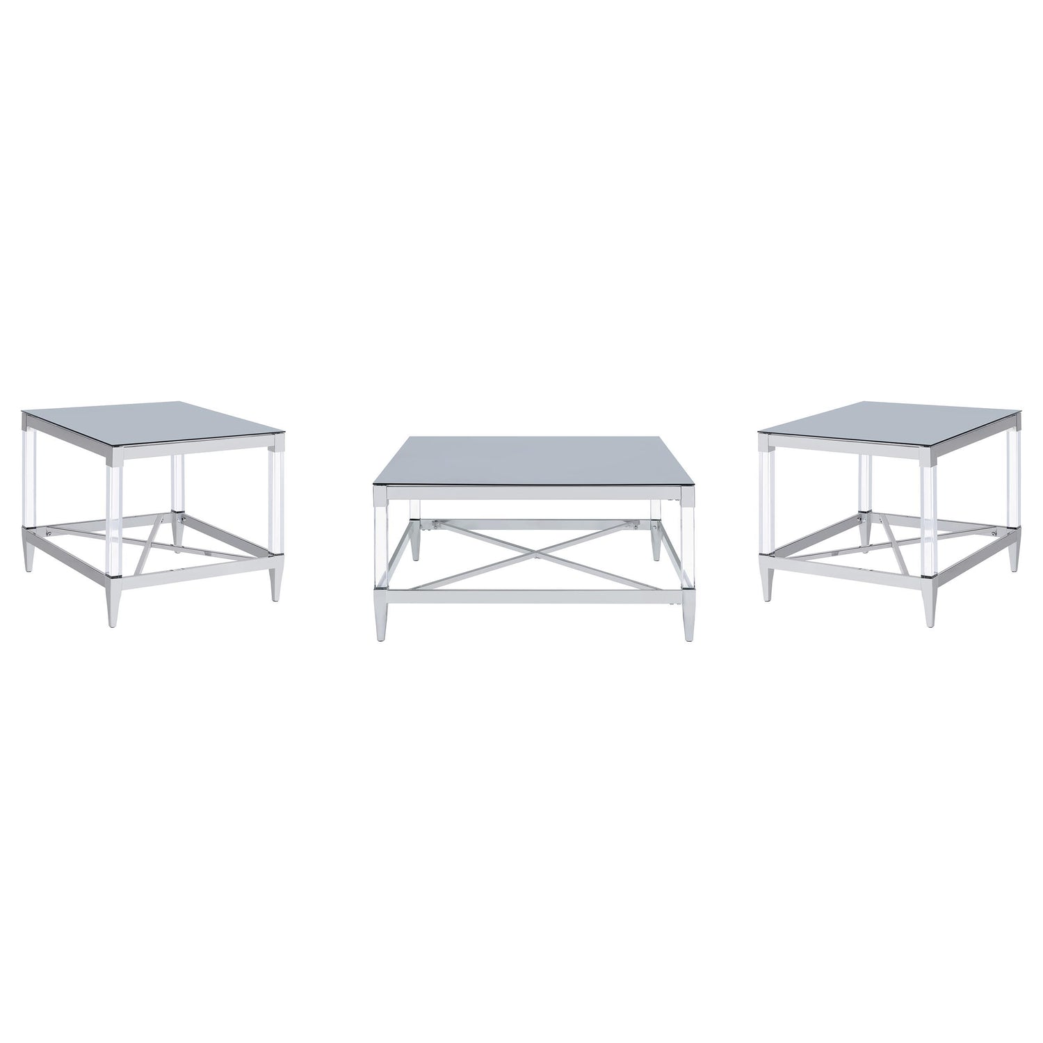 Lindley 3-piece Square Coffee and End Table Set Chrome - 709728-S3