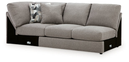 Lindon Smoke Left-Arm Facing Loveseat with Wedge - 8470430