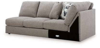 Lindon Smoke Right-Arm Facing Loveseat with Wedge - 8470426