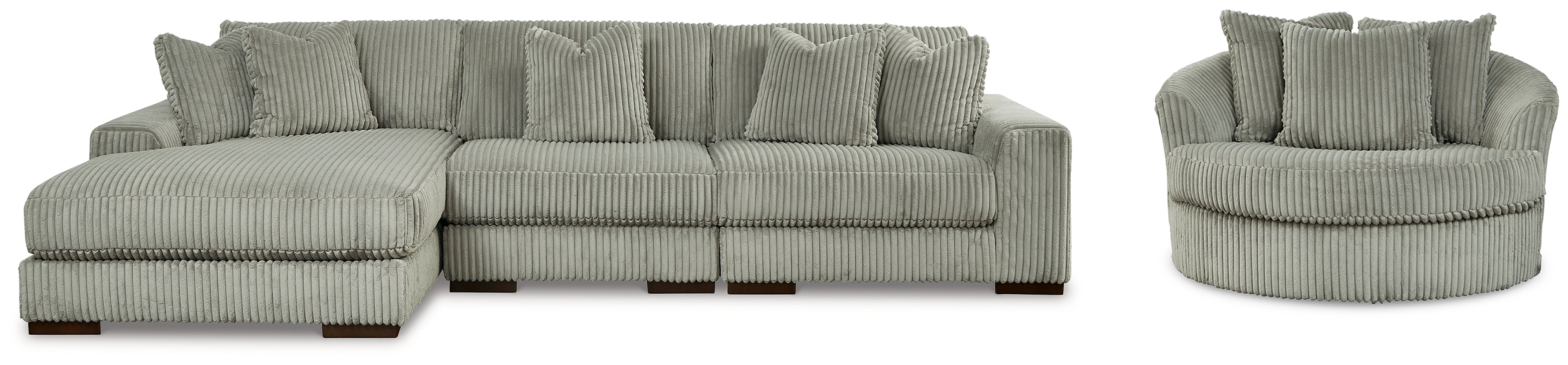 Lindyn  3-Piece Sectional and Oversized Swivel Accent Chair - 21105U6