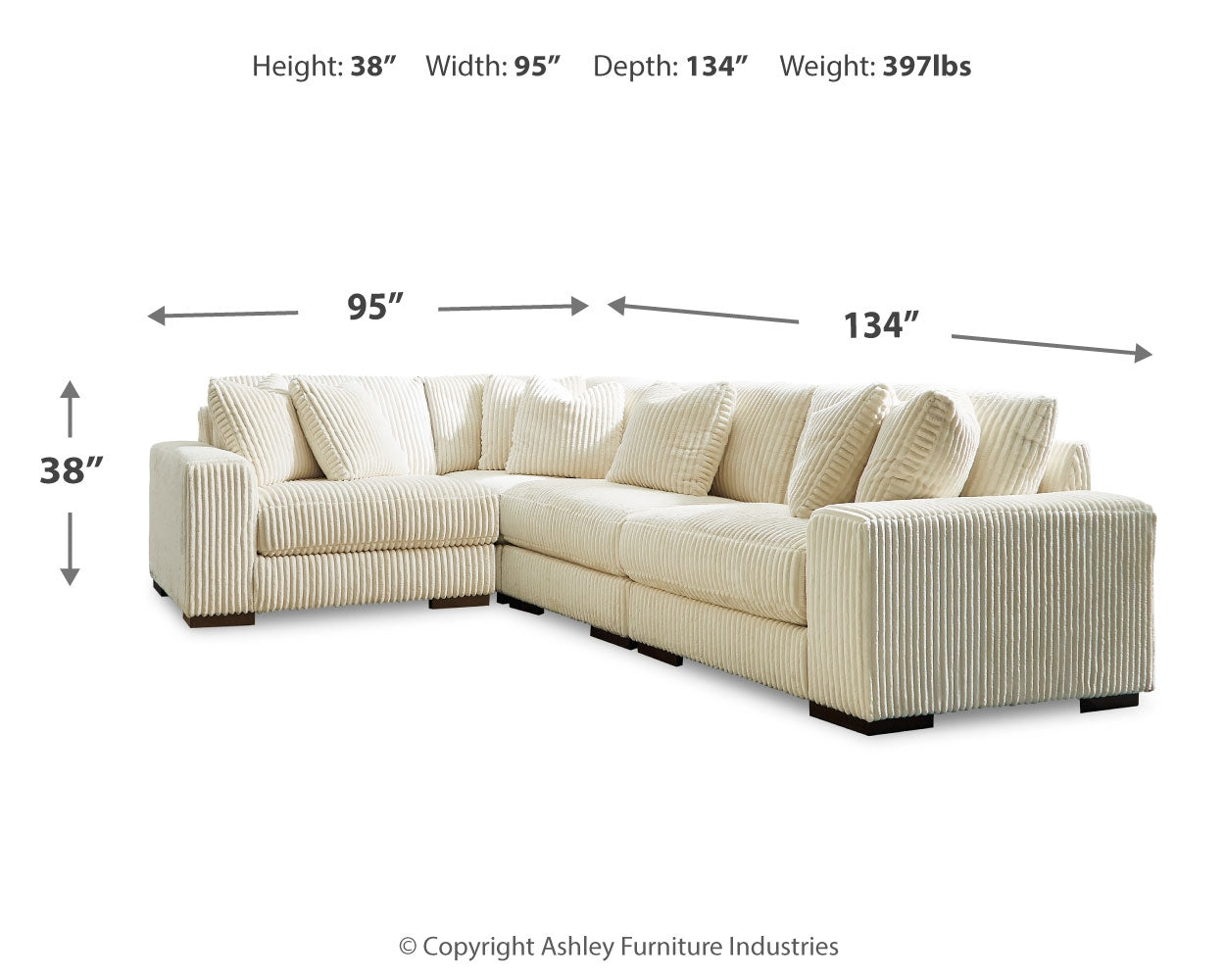 Lindyn 4-Piece Sectional with Ottoman in Ivory - PKG016106