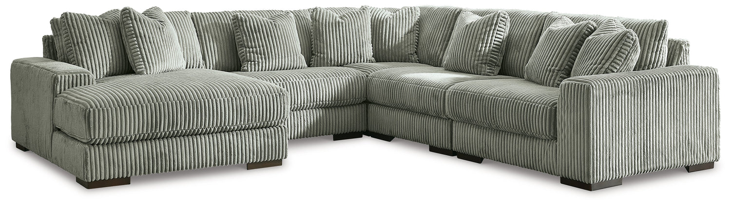 Lindyn 5-Piece Sectional with Ottoman in Fog from Ashley - Luna Furniture
