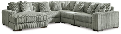 Lindyn 5-Piece Sectional with Ottoman in Fog from Ashley - Luna Furniture