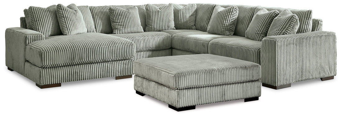 Lindyn 5-Piece Sectional with Ottoman in Fog from Ashley - Luna Furniture