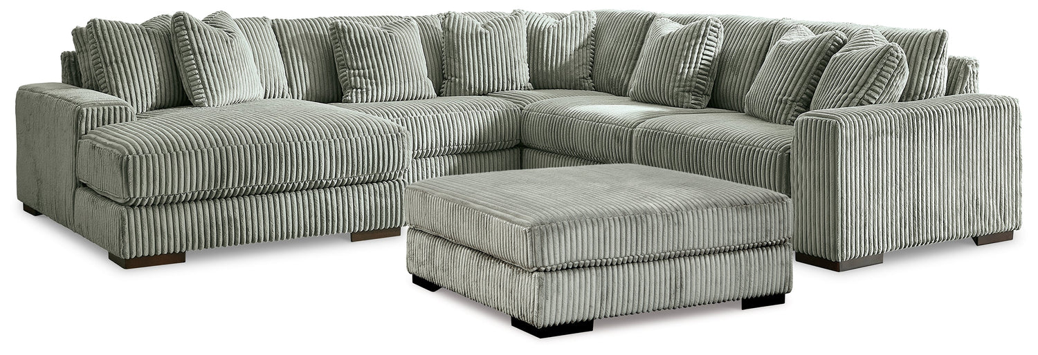 Lindyn 5-Piece Sectional with Ottoman in Fog from Ashley - Luna Furniture