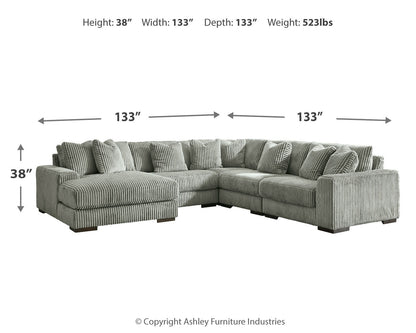 Lindyn 5-Piece Sectional with Ottoman in Fog from Ashley - Luna Furniture