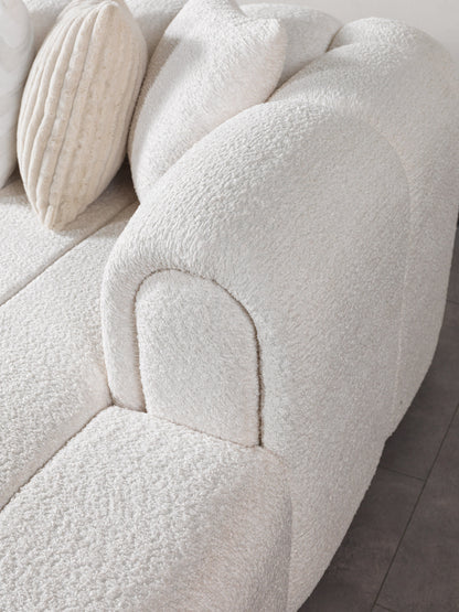 Lis Ivory Boucle Double Chaise 147" Sectional - LISIV-USEC