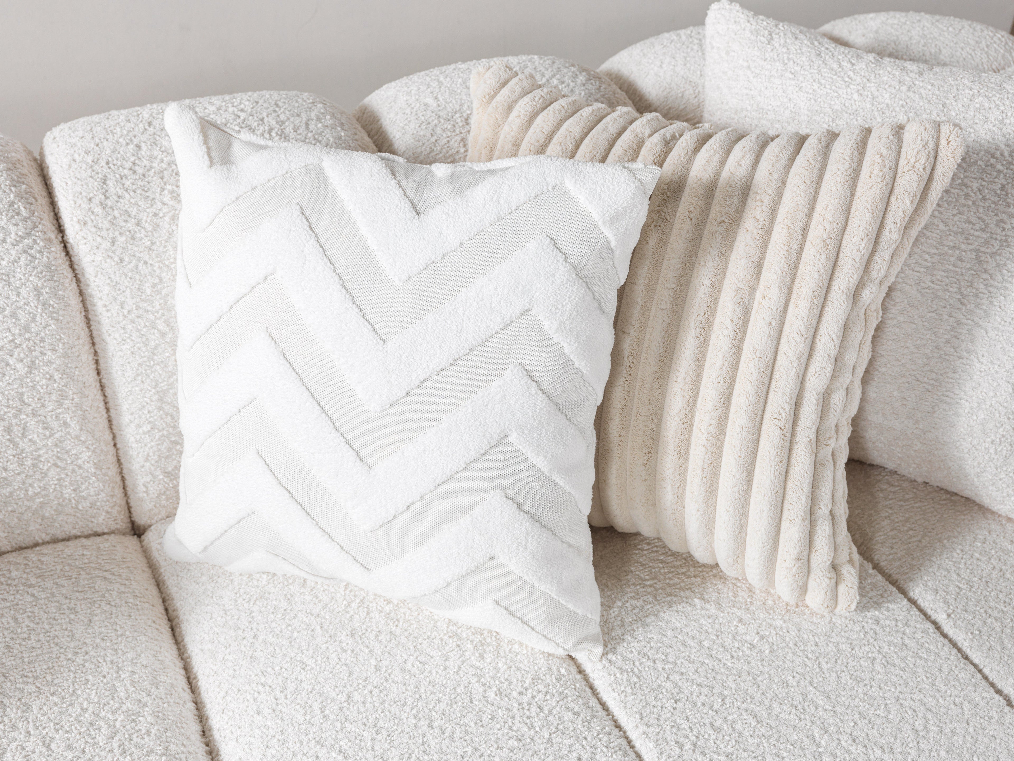 Lis Ivory Boucle Double Chaise 147" Sectional - LISIV-USEC