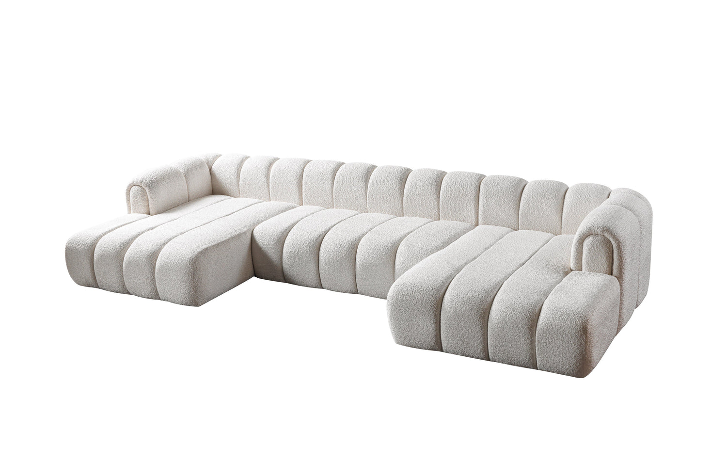Lis Ivory Boucle Double Chaise 147" Sectional - LISIV-USEC