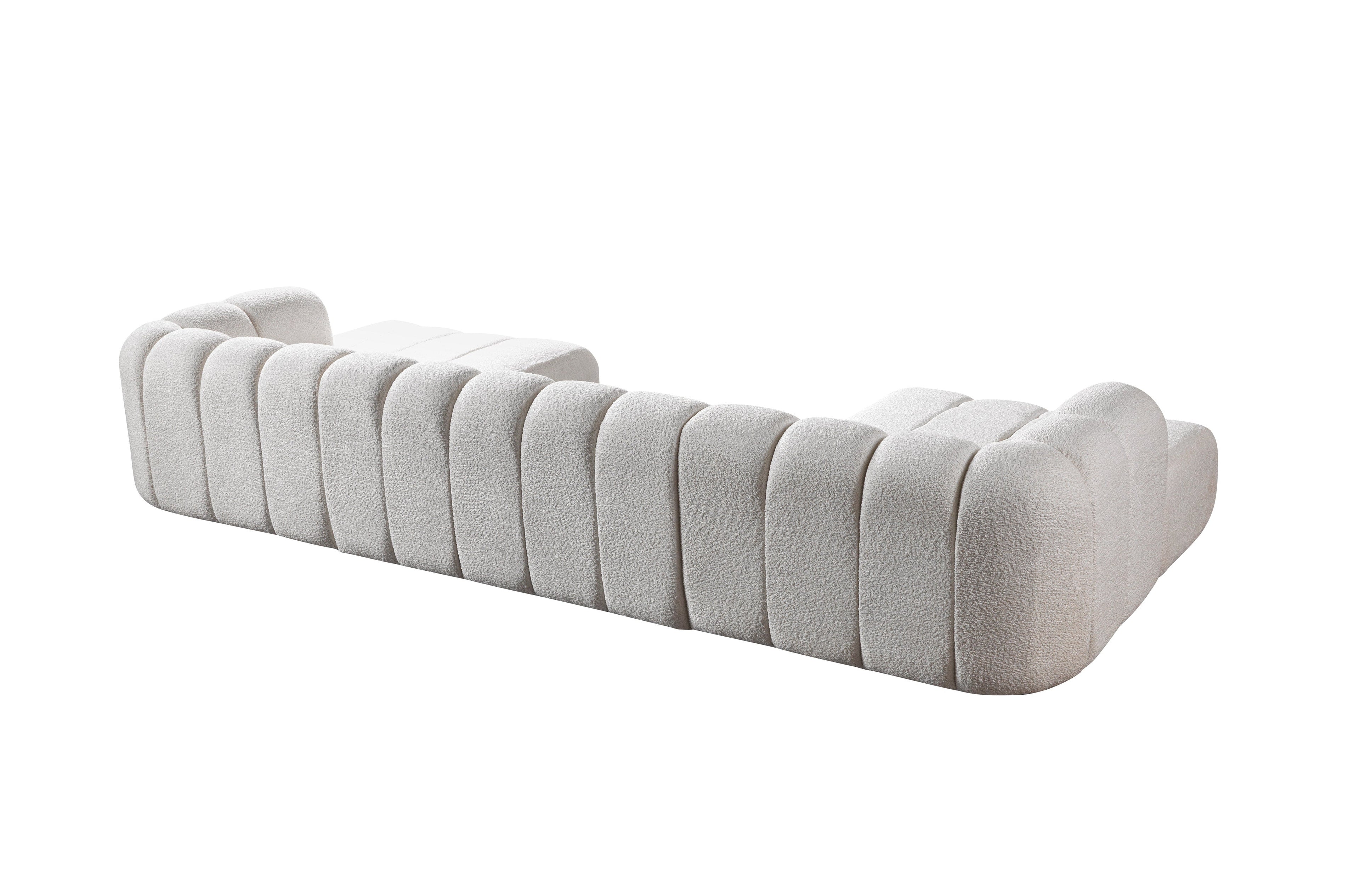 Lis Ivory Boucle Double Chaise 147" Sectional - LISIV-USEC