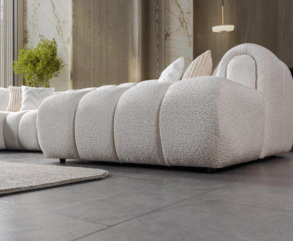 Lis Ivory Boucle Double Chaise 147" Sectional - LISIV-USEC