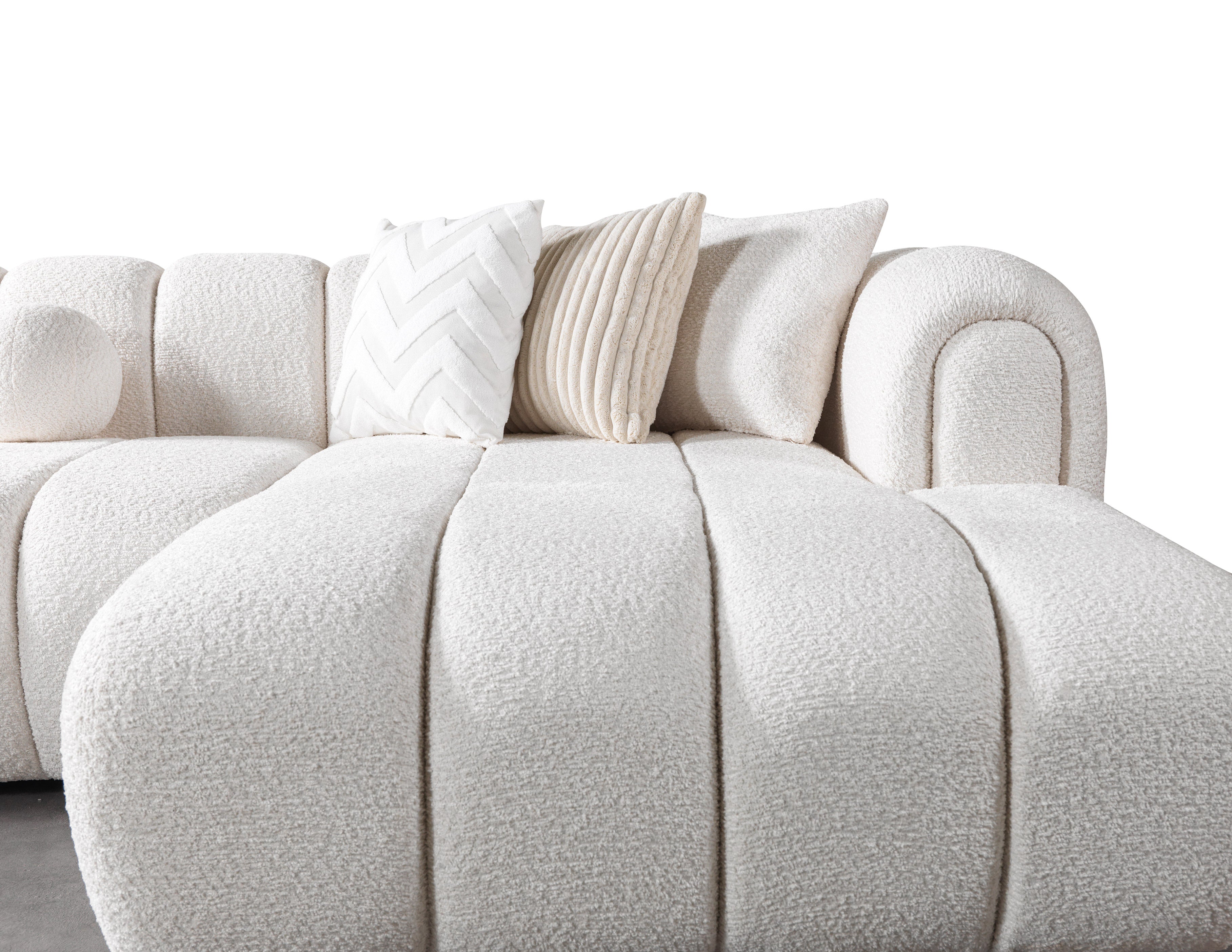 Lis Ivory Boucle Double Chaise 147" Sectional - LISIV-USEC