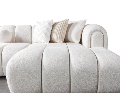 Lis Ivory Boucle Double Chaise 147" Sectional - LISIV-USEC