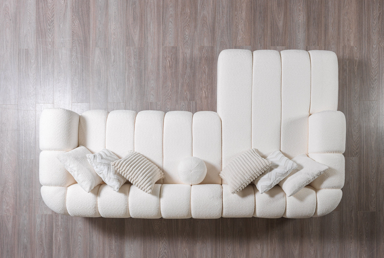 Lis Ivory Boucle LAF 115" Sectional - LISIV-LSEC