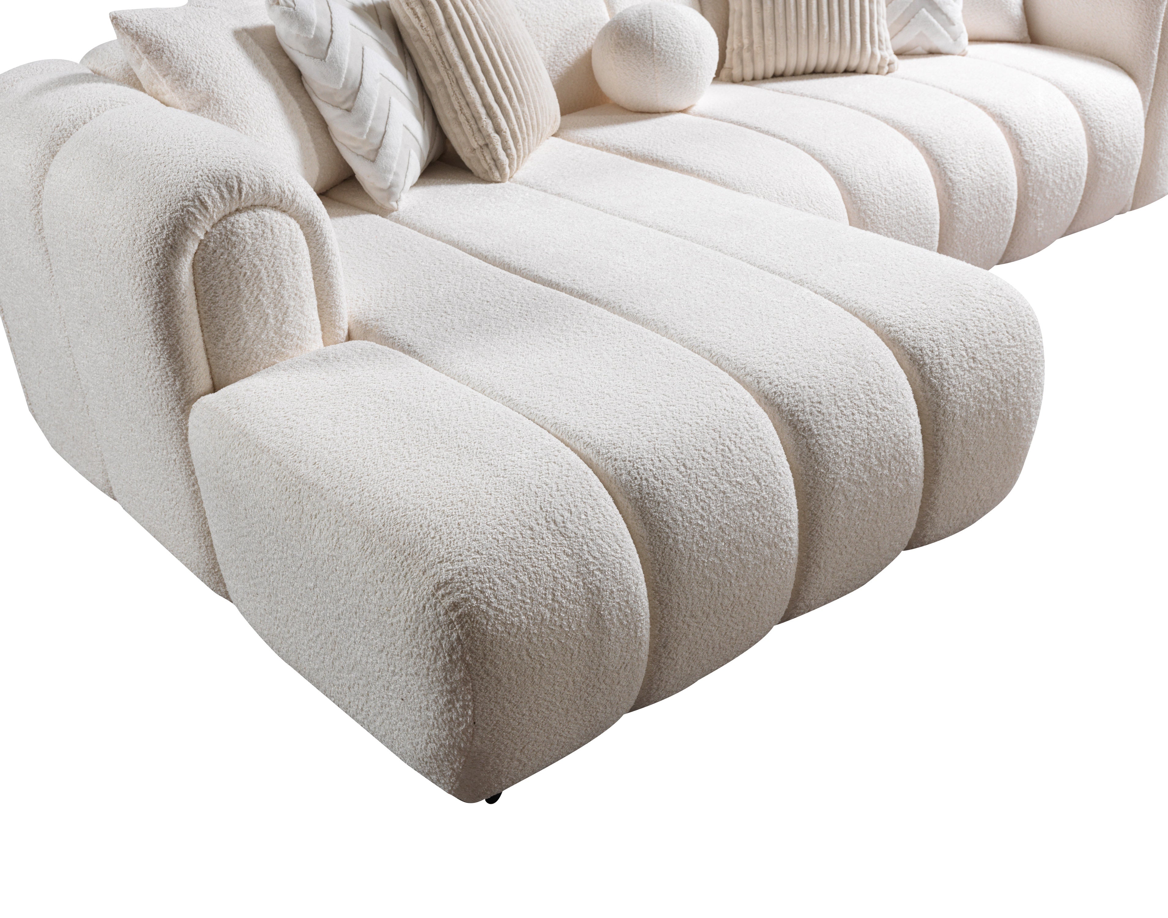 Lis Ivory Boucle LAF 115" Sectional - LISIV-LSEC