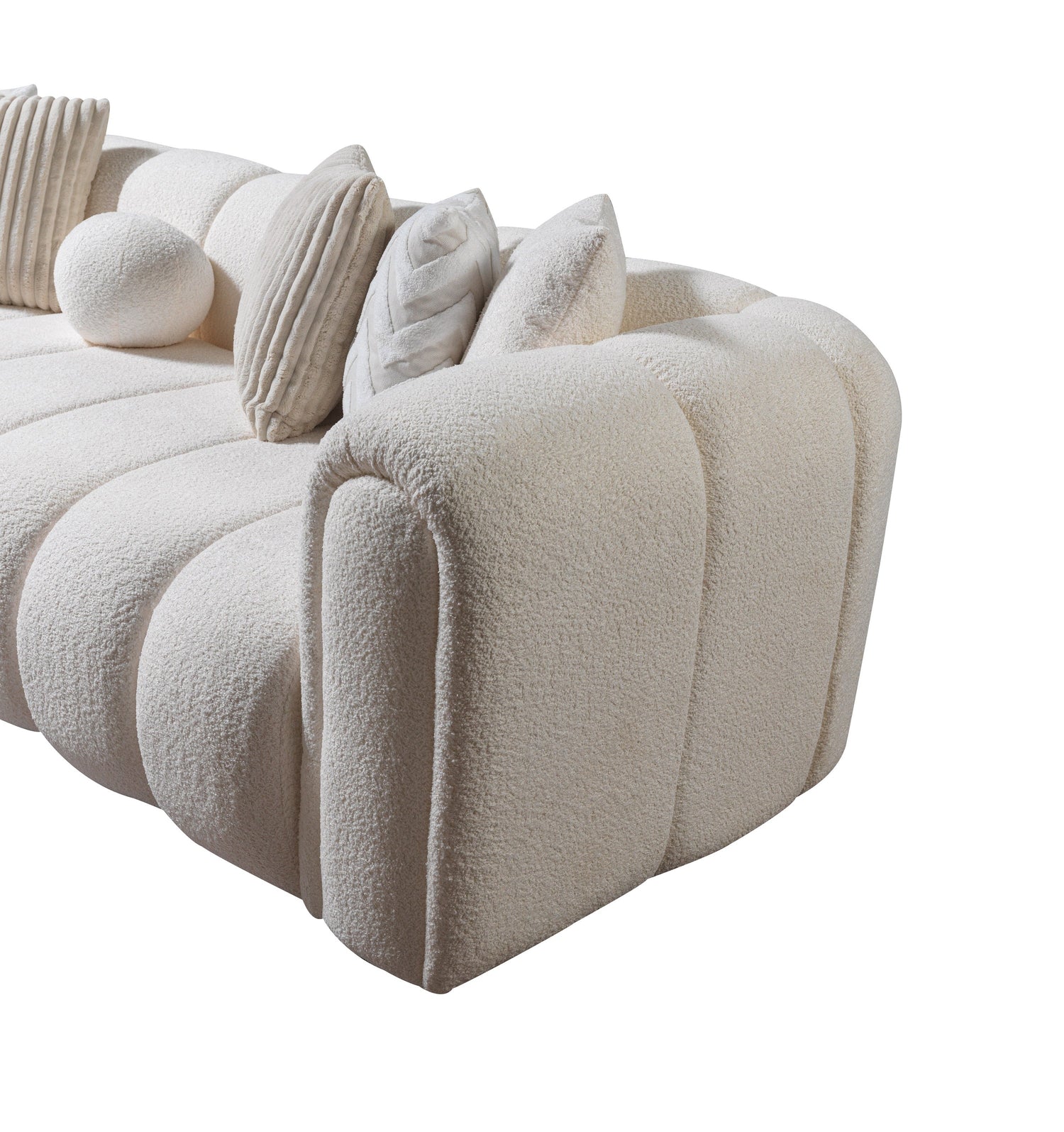 Lis Ivory Boucle LAF 115" Sectional - LISIV-LSEC