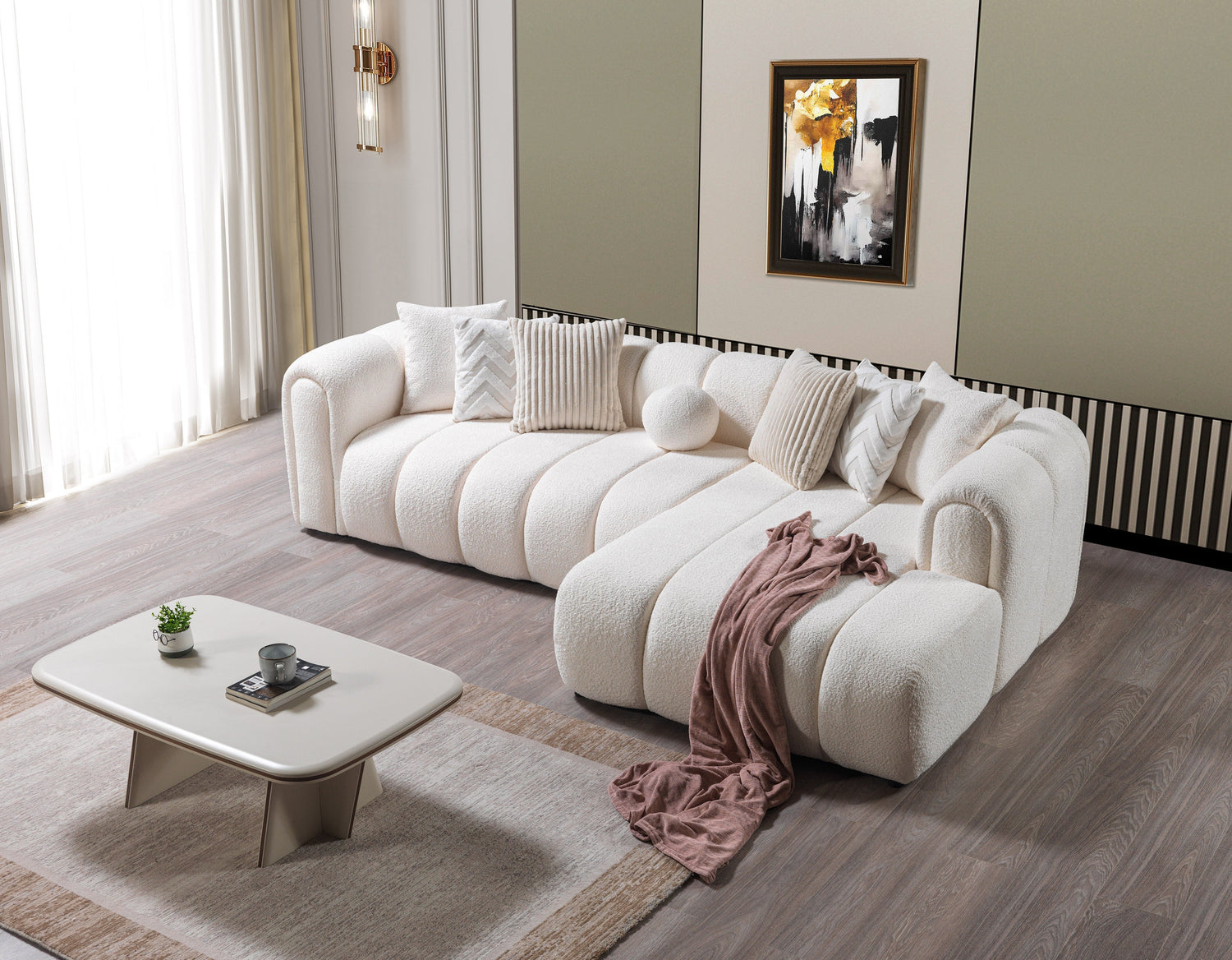 Lis Ivory Boucle RAF Sectional - LISIV-RSEC