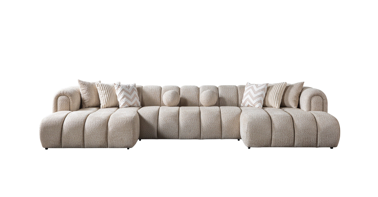 Lis Sand Boucle Double Chaise 147" Sectional - LISSAND-USEC