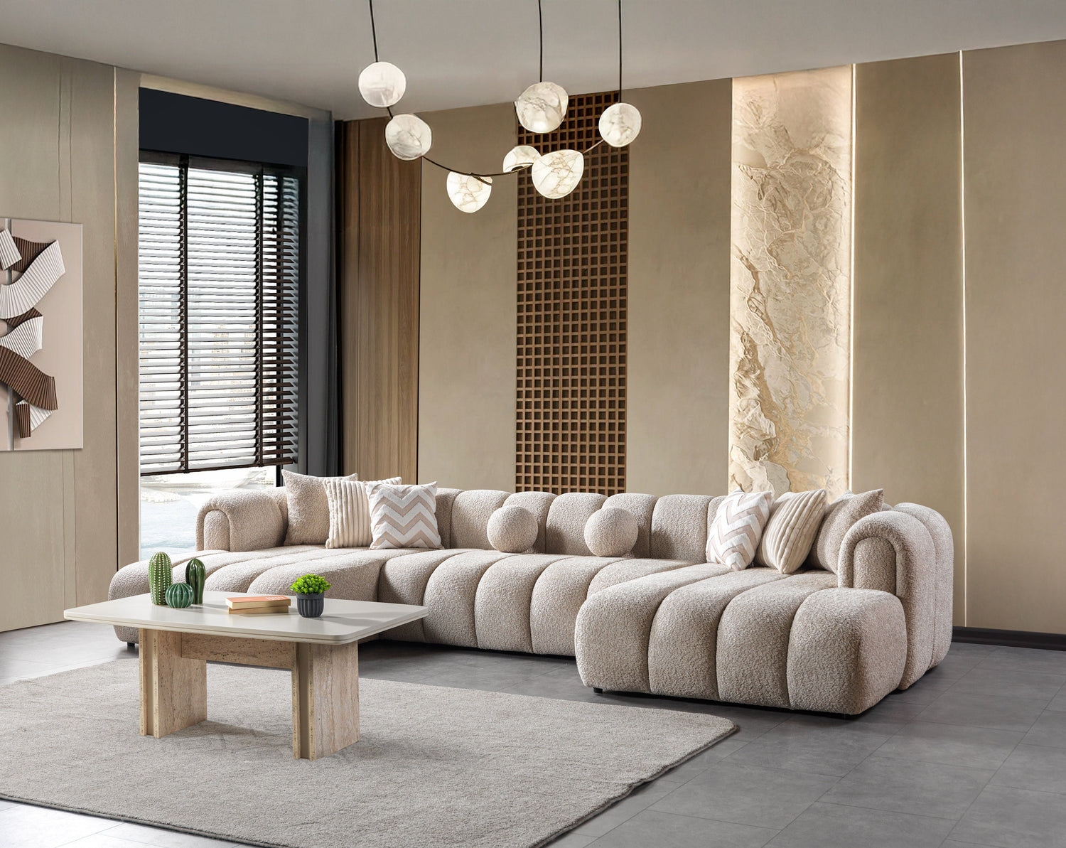 Lis Sand Boucle Double Chaise 147" Sectional - LISSAND-USEC