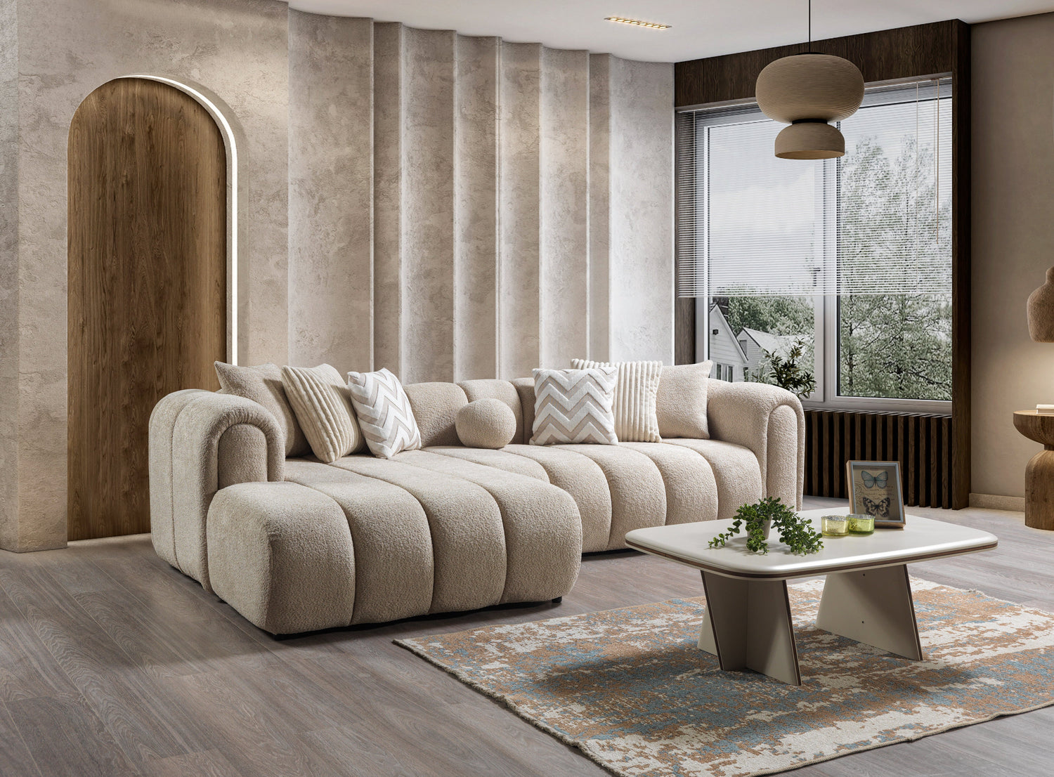 Lis Sand Boucle LAF 115" Sectional [ETA: 3/15] - LISSAND-LSEC