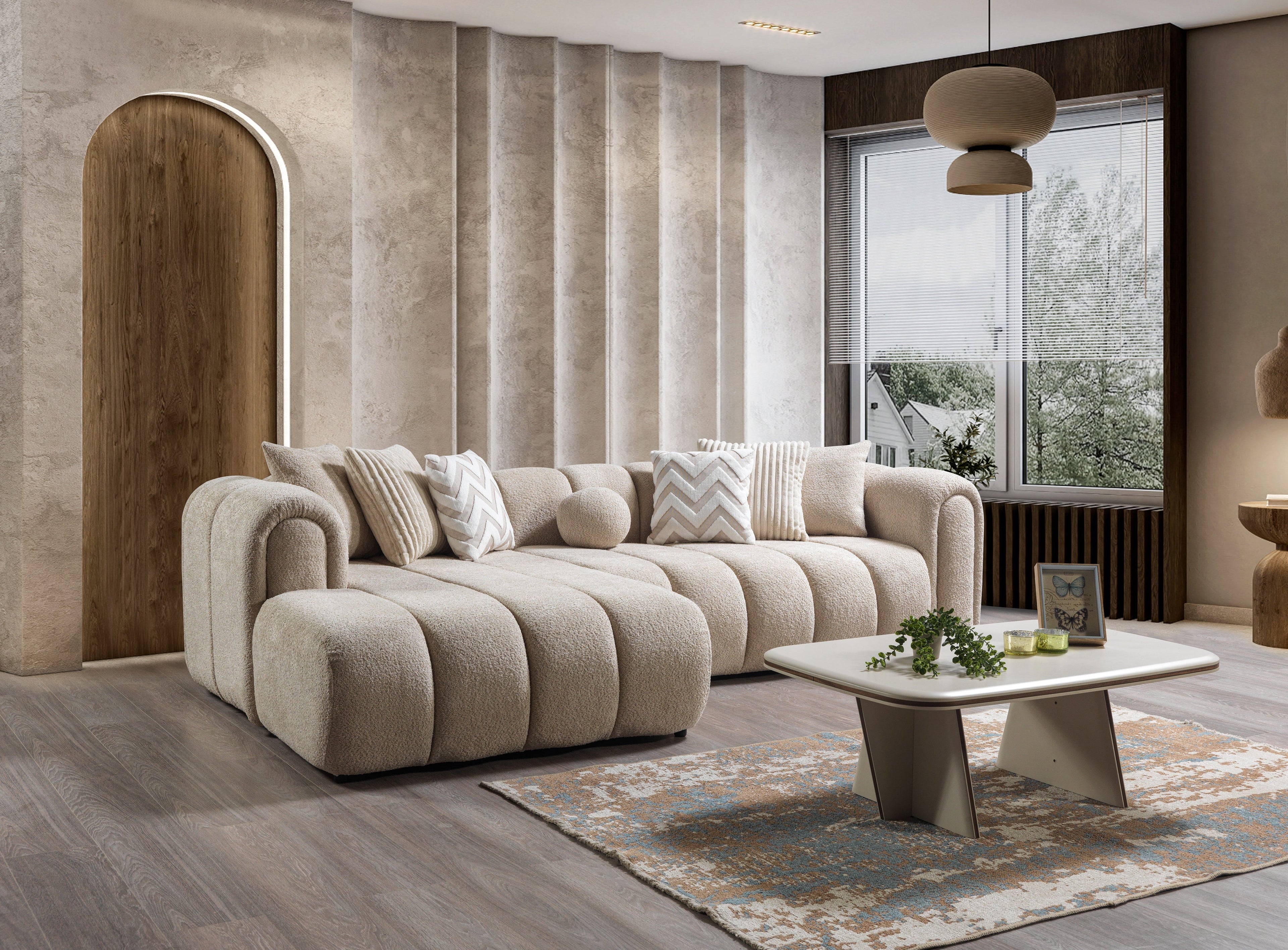 Lis Sand Boucle LAF 115" Sectional [ETA: 3/15] - LISSAND-LSEC