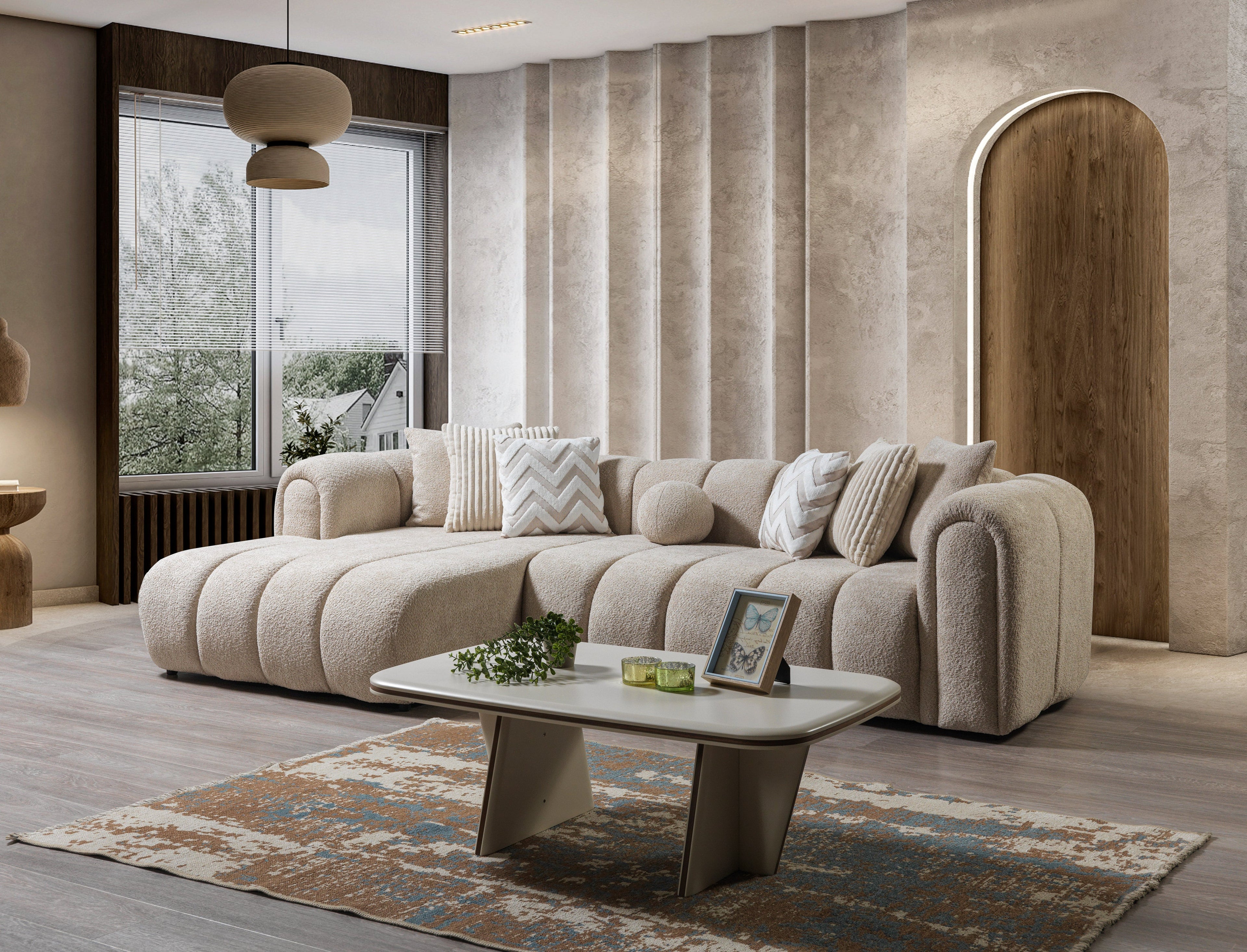 Lis Sand Boucle LAF 115" Sectional [ETA: 3/15] - LISSAND-LSEC
