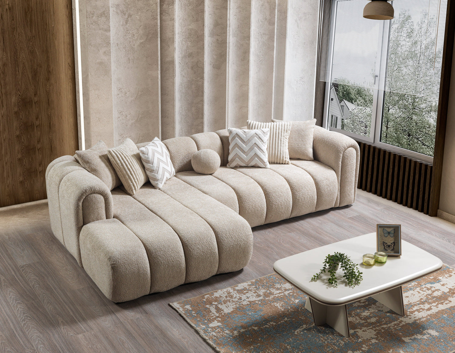 Lis Sand Boucle LAF 115" Sectional [ETA: 3/15] - LISSAND-LSEC