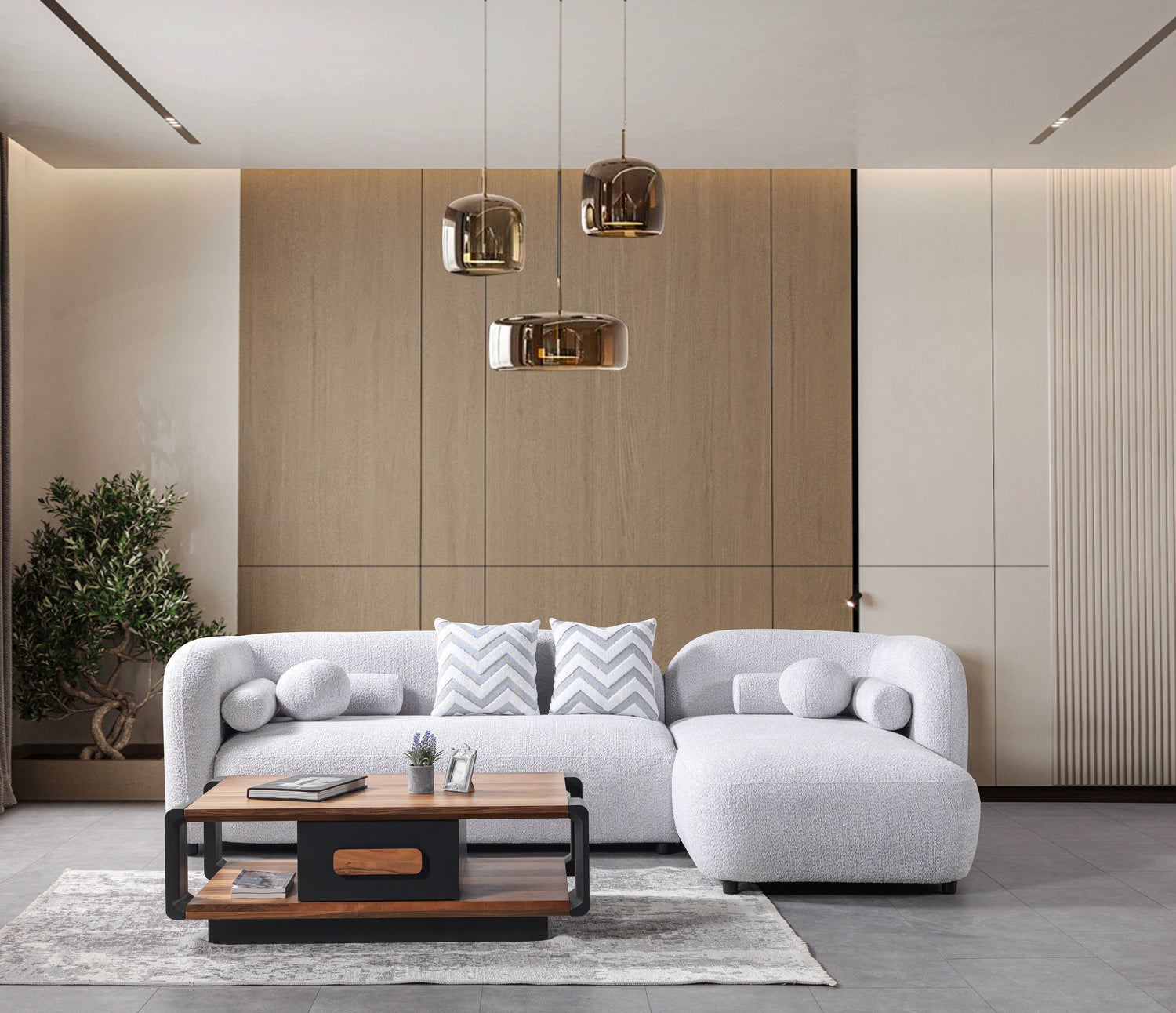 Liva Gray Boucle RAF 110" Sectional [ETA: 3/15] - LIVAGRAY-RSEC