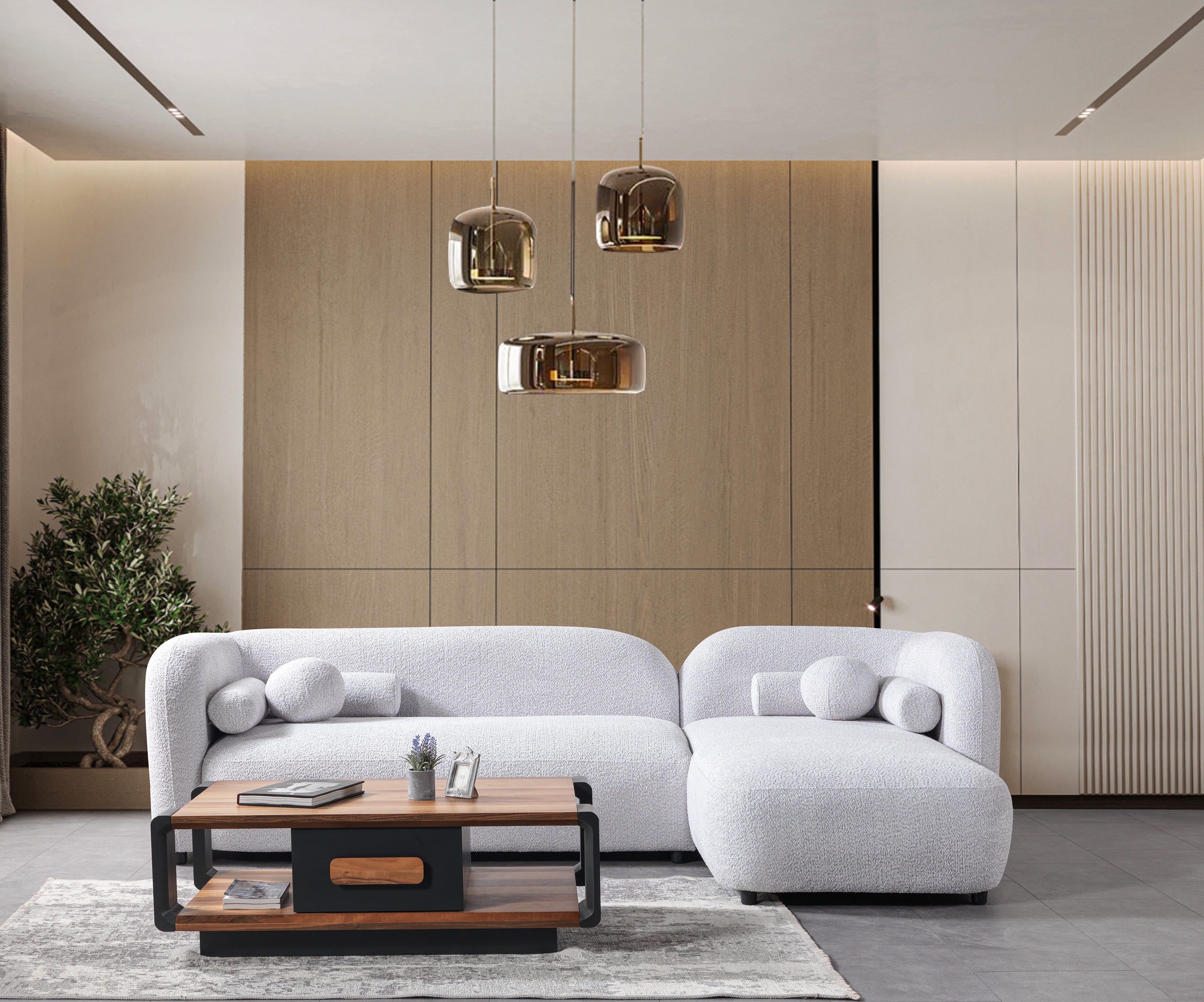 Liva Gray Boucle RAF 110" Sectional [ETA: 3/15] - LIVAGRAY-RSEC