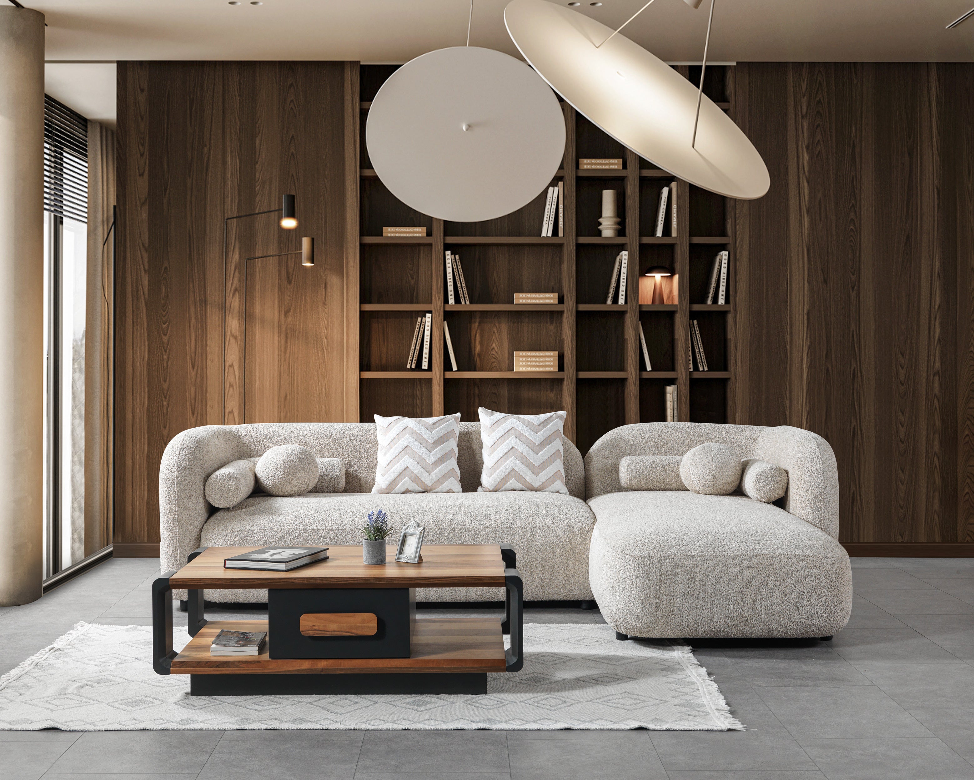 Liva Sand Boucle RAF 110" Sectional [ETA: 3/15] - LIVASAND-RSEC