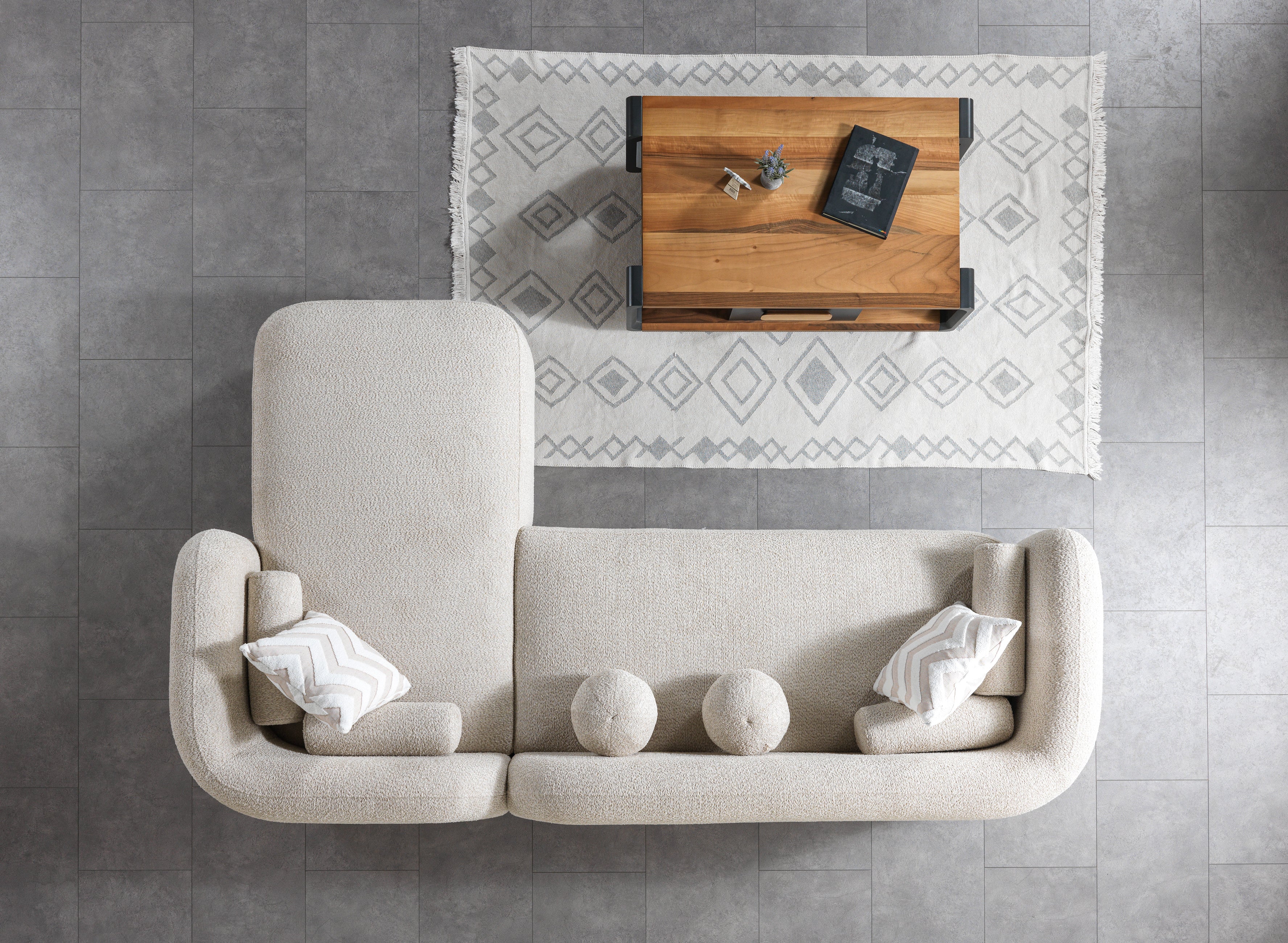 Liva Sand Boucle RAF 110" Sectional [ETA: 3/15] - LIVASAND-RSEC