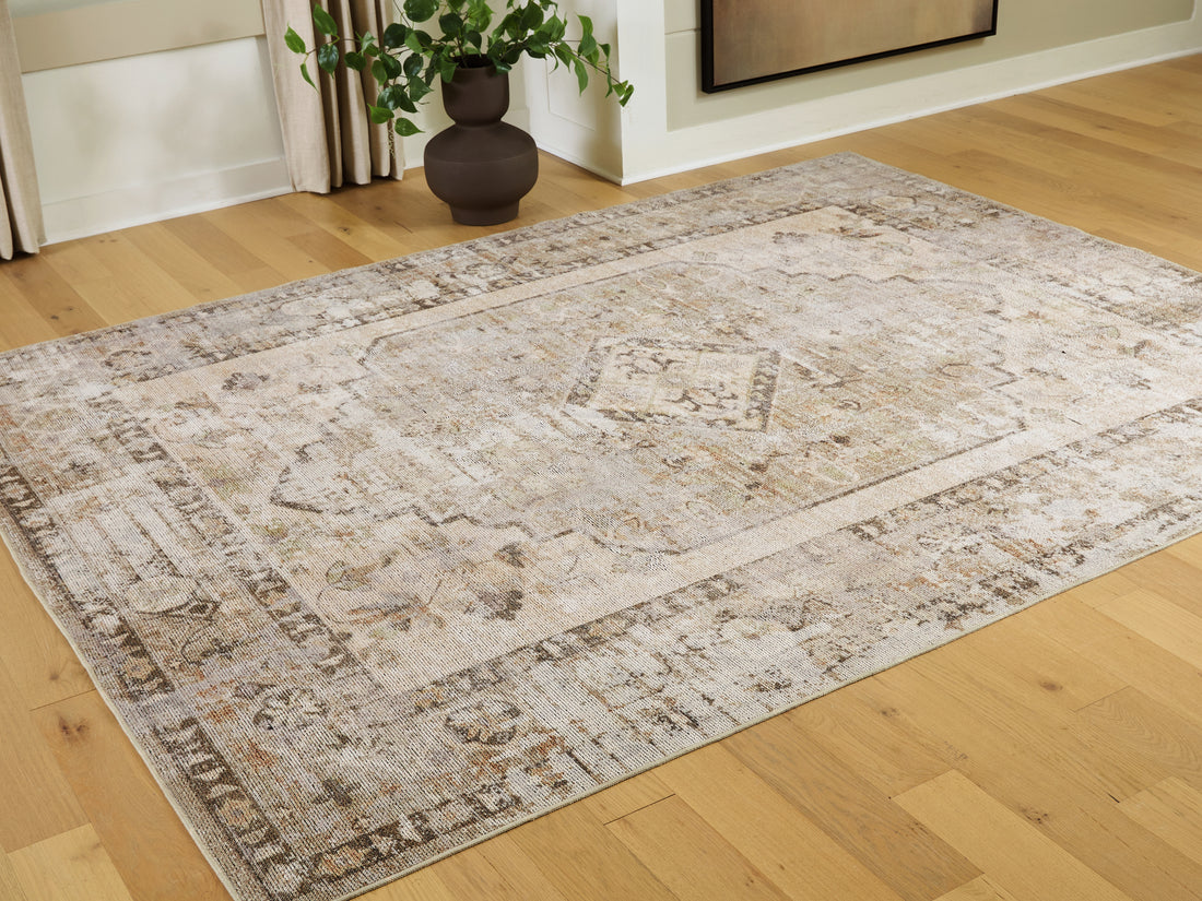 Livdon Brown/Beige/Gray Washable Large Rug - R407911